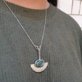 Seraphinite Pendant, Natural Seraphinite, Long Heavy Pendant, Sterling Silver Pendant, Statement Necklace, Artisan Pendant, Seraphim Pendant