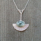 Seraphinite Pendant, Natural Seraphinite, Long Heavy Pendant, Sterling Silver Pendant, Statement Necklace, Artisan Pendant, Seraphim Pendant