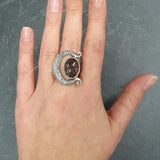 Crescent Ring, Rutilated Quartz Ring, Natural Quartz, Black Rutilated Quartz, Statement Ring, Tribal Rings, Bohemian Ring, Solid Silver Ring