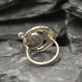 Crescent Ring, Rutilated Quartz Ring, Natural Quartz, Black Rutilated Quartz, Statement Ring, Tribal Rings, Bohemian Ring, Solid Silver Ring
