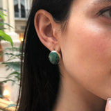 Chrysocolla Earrings, Natural Chrysocolla, Sagittarius Pendant, Oval Earrings, Artisan Earrings, Vintage Earrings, Solid Silver Earrings
