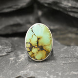 Green Turquoise Ring, Natural Turquoise, Large Oval Ring, December Birthstone, Statement Ring, Chunky Ring, Green Ring, Solid Silver Ring