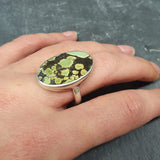 Green Turquoise Ring, Natural Turquoise, Large Oval Ring, December Birthstone, Statement Ring, Chunky Ring, Green Ring, Solid Silver Ring