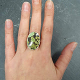 Green Turquoise Ring, Natural Turquoise, Large Oval Ring, December Birthstone, Statement Ring, Chunky Ring, Green Ring, Solid Silver Ring