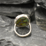 Green Turquoise Ring, Natural Turquoise, Large Oval Ring, December Birthstone, Statement Ring, Chunky Ring, Green Ring, Solid Silver Ring