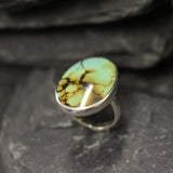 Green Turquoise Ring, Natural Turquoise, Large Oval Ring, December Birthstone, Statement Ring, Chunky Ring, Green Ring, Solid Silver Ring