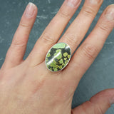 Green Turquoise Ring, Natural Turquoise, Large Oval Ring, December Birthstone, Statement Ring, Chunky Ring, Green Ring, Solid Silver Ring