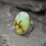 Green Turquoise Ring, Natural Turquoise, Large Oval Ring, December Birthstone, Statement Ring, Chunky Ring, Green Ring, Solid Silver Ring