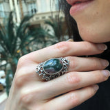 Ocean Jasper Ring, Natural Ocean Jasper, Vintage Ring, Statement Ring, Green Ring, Chunky Ring, Artistic Ring, Large Ring, Solid Silver Ring