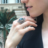 Ocean Jasper Ring, Natural Ocean Jasper, Vintage Ring, Statement Ring, Green Ring, Chunky Ring, Artistic Ring, Large Ring, Solid Silver Ring