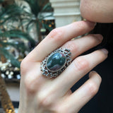 Ocean Jasper Ring, Natural Ocean Jasper, Vintage Ring, Statement Ring, Green Ring, Chunky Ring, Artistic Ring, Large Ring, Solid Silver Ring