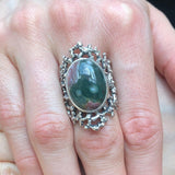 Ocean Jasper Ring, Natural Ocean Jasper, Vintage Ring, Statement Ring, Green Ring, Chunky Ring, Artistic Ring, Large Ring, Solid Silver Ring