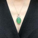 Agate Pendant, Green Agate Pendant, Natural Agate, Taurus Birthstone, Oval Pendant, Statement Pendant, Large Agate Pendant, Silver Pendant