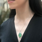 Agate Pendant, Green Agate Pendant, Natural Agate, Taurus Birthstone, Oval Pendant, Statement Pendant, Large Agate Pendant, Silver Pendant
