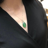 Agate Pendant, Green Agate Pendant, Natural Agate, Taurus Birthstone, Oval Pendant, Statement Pendant, Large Agate Pendant, Silver Pendant