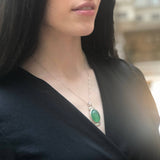 Agate Pendant, Green Agate Pendant, Natural Agate, Taurus Birthstone, Oval Pendant, Statement Pendant, Large Agate Pendant, Silver Pendant