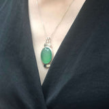 Agate Pendant, Green Agate Pendant, Natural Agate, Taurus Birthstone, Oval Pendant, Statement Pendant, Large Agate Pendant, Silver Pendant