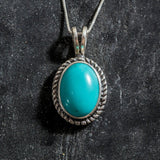 Turquoise Pendant, Natural Turquoise, Large Turquoise, Victorian Pendant, December Birthstone, Vintage Pendant, Arizona Turquoise, Turquoise