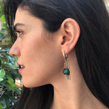 Green Agate Earrings, Natural Agate, Nordic Earrings, Long Earrings, Dangling Earrings, Vintage Earrings, Heavy Earrings, Silver Earrings