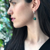 Green Agate Earrings, Natural Agate, Nordic Earrings, Long Earrings, Dangling Earrings, Vintage Earrings, Heavy Earrings, Silver Earrings