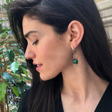 Green Agate Earrings, Natural Agate, Nordic Earrings, Long Earrings, Dangling Earrings, Vintage Earrings, Heavy Earrings, Silver Earrings