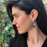 Green Agate Earrings, Natural Agate, Nordic Earrings, Long Earrings, Dangling Earrings, Vintage Earrings, Heavy Earrings, Silver Earrings