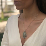 Tribal Pendant, Prehnite Pendant, Statement Pendant, May Birthstone, Large Pendant, Vintage Pendant, Green Pendant, Solid Silver Pendant
