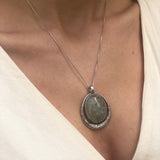Tribal Pendant, Prehnite Pendant, Statement Pendant, May Birthstone, Large Pendant, Vintage Pendant, Green Pendant, Solid Silver Pendant