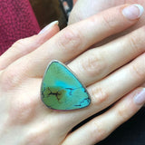 Triangle Ring, Natural Turquoise Ring, December Birthstone, Green Statement Ring, Statement Ring, Arizona Turquoise, Green Triangle Jewelry