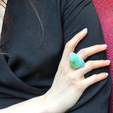 Triangle Ring, Natural Turquoise Ring, December Birthstone, Green Statement Ring, Statement Ring, Arizona Turquoise, Green Triangle Jewelry