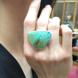 Triangle Ring, Natural Turquoise Ring, December Birthstone, Green Statement Ring, Statement Ring, Arizona Turquoise, Green Triangle Jewelry