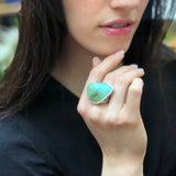 Triangle Ring, Natural Turquoise Ring, December Birthstone, Green Statement Ring, Statement Ring, Arizona Turquoise, Green Triangle Jewelry
