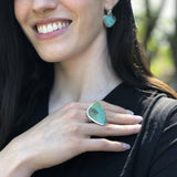 Triangle Ring, Natural Turquoise Ring, December Birthstone, Green Statement Ring, Statement Ring, Arizona Turquoise, Green Triangle Jewelry