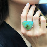 Triangle Ring, Natural Turquoise Ring, December Birthstone, Green Statement Ring, Statement Ring, Arizona Turquoise, Green Triangle Jewelry