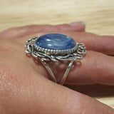 Artistic Kyanite Ring, Blue Kyanite Ring, Natural Kyanite, Vintage Blue Rings, African Kyanite, Blue Ring, Solid Silver Ring, Kyanite