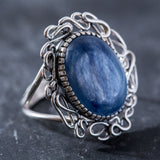 Artistic Kyanite Ring, Blue Kyanite Ring, Natural Kyanite, Vintage Blue Rings, African Kyanite, Blue Ring, Solid Silver Ring, Kyanite