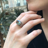 Large Green Ring, Created Green Diamond, Rope Ring, Green Designer Ring, Statement Ring, Green Eye Ring, Vintage Ring, Sterling Silver Ring