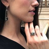 Large Green Ring, Created Green Diamond, Rope Ring, Green Designer Ring, Statement Ring, Green Eye Ring, Vintage Ring, Sterling Silver Ring