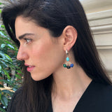 Multistone Earrings, Long Earrings, Heavy Earrings, Dangling Earrings, Vintage Chandelier Earrings, Solid Silver Earrings, Gemstone Earrigns