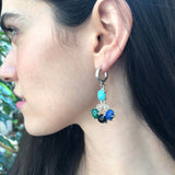 Multistone Earrings, Long Earrings, Heavy Earrings, Dangling Earrings, Vintage Chandelier Earrings, Solid Silver Earrings, Gemstone Earrigns