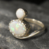 Real Opal Ring, Natural Opal Ring, October Birthstone, Asymmetric Ring, Vintage Opal Ring, Australian Opal Ring, Opal Ring, 925 Silver Ring
