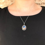 Mosaic Pendant, Lady Necklace, Natural Pearl Shell, Vintage Pendant, Statement Necklace, Antique Pendant, Solid Silver Pendant, For Her