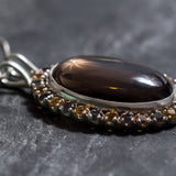Smoky Topaz Pendant, Large Smoky Topaz, Statement Pendant, Mystic Topaz Pendant, Citrine Pendant, Statement Necklace, Vintage Topaz Pendant