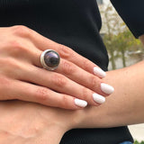 Black Mabe Pearl Ring, Natural Pearl, Large Pearl Ring, June Birthstone, Statement Ring, Chunky Pearl Ring, Vintage Ring, Solid Silver Ring