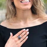 Black Mabe Pearl Ring, Natural Pearl, Large Pearl Ring, June Birthstone, Statement Ring, Chunky Pearl Ring, Vintage Ring, Solid Silver Ring