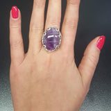 Amethyst Ring, Natural Amethyst, Purple Ring, Leaf Ring, February Ring, Statement Ring, February Birthstone, Solid Silver Ring, Amethyst
