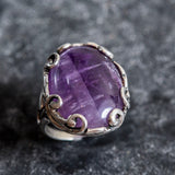 Amethyst Ring, Natural Amethyst, Purple Ring, Leaf Ring, February Ring, Statement Ring, February Birthstone, Solid Silver Ring, Amethyst