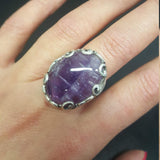 Amethyst Ring, Natural Amethyst, Purple Ring, Leaf Ring, February Ring, Statement Ring, February Birthstone, Solid Silver Ring, Amethyst