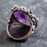 Amethyst Ring, Natural Amethyst, Purple Ring, Leaf Ring, February Ring, Statement Ring, February Birthstone, Solid Silver Ring, Amethyst