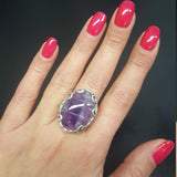 Amethyst Ring, Natural Amethyst, Purple Ring, Leaf Ring, February Ring, Statement Ring, February Birthstone, Solid Silver Ring, Amethyst